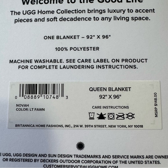UGG Novah Queen Fleece Blanket Light Fawn Brown Bedding Comforter Reversible NEW - Picture 7 of 7